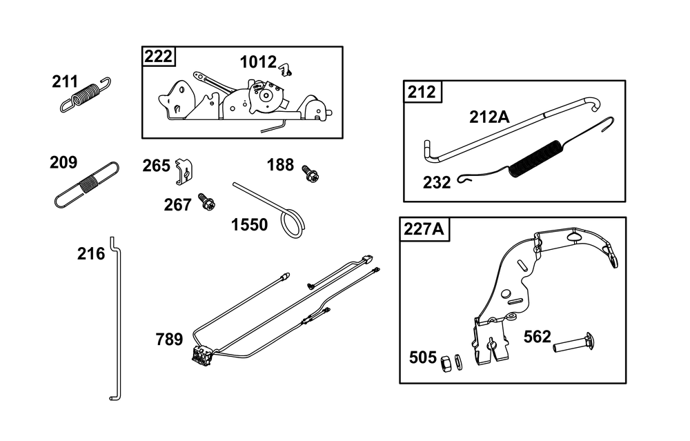 Controls Group Diagram and Parts List for 44N877-0020-G1 400000 - 699999 Briggs and Stratton Engine